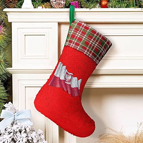 Чорапи за Коледните Празници с Пайети на Държавния Флаг на Полша, Обръщане на Магически Състав, което променя Цвета си, за Коледната Елха, Висящи Чорапи За Камината