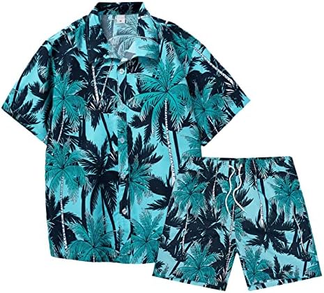 Мъжки Хавайски спортен Костюм Stoota, Ежедневни Риза с Копчета с Къс ръкав и Къси Комплекти Дрехи за Почивка от 2 теми, Плажни Костюми
