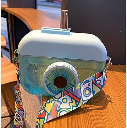 Прекрасната Бутилка за вода с Соломинками, Творчески Кавайные Сламени Чаши във формата на камерата, Кавайные Херметични Бутилки за вода, които Не съдържат BPA Чаши за вода за възрастни и деца, Спортни пътуване на открито,