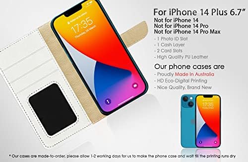 за iPhone 14 Plus е проектиран калъф-портфейл с панти капак за телефон, A24480 Суха сухопътна жираф 24480