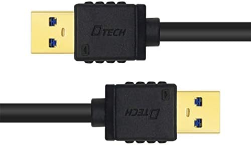 DTech 3-крак кабел USB 3.0 Type A-A от един мъж към мъж Високоскоростен Кабел за предаване на данни черен цвят