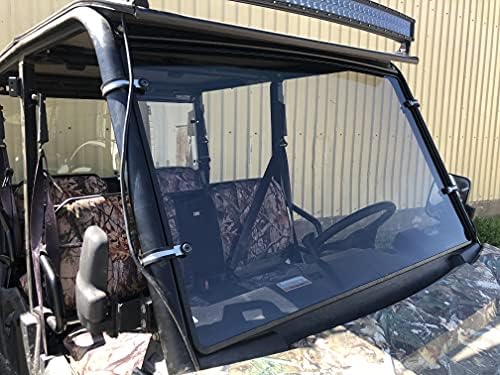 2015-2023 Polaris Ranger 570 2-Местен Среднеразмерный ETX, EV, ЛИТИЕВО-Йонна електрически автомобил | Пълно предното стъкло от поликарбонат 1/4 (светло сиво тониране) | от Audio & Shield Designs