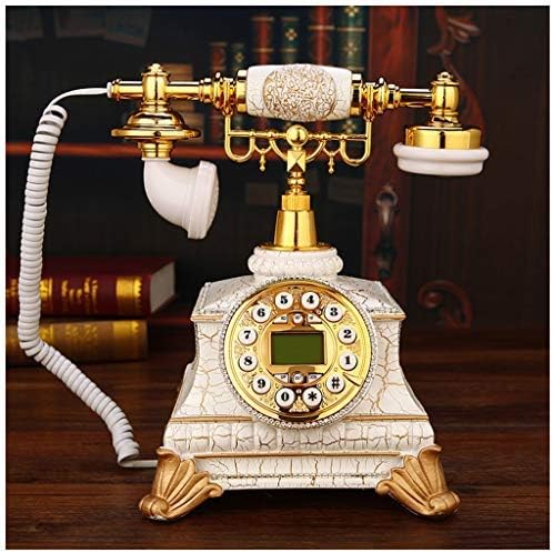 Луксозен телефон в ретро стил от Треснувшего Злато MEVIDA с телефон в стила на Диаманти, Подобрен Хотелски Стационарен Антикварен телефон (Цвят: C)