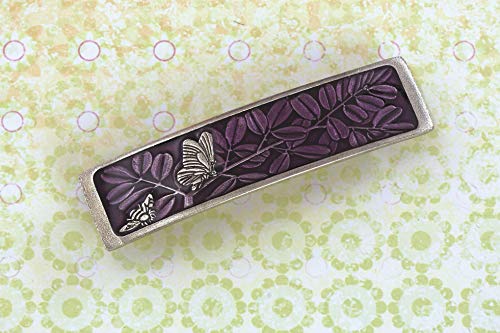 Шнола Danforth с пеперуда и пчела (Лилава) – Купа Фиба за коса ръчна изработка За жени Ширина 3 1/8 инча, произведено в САЩ