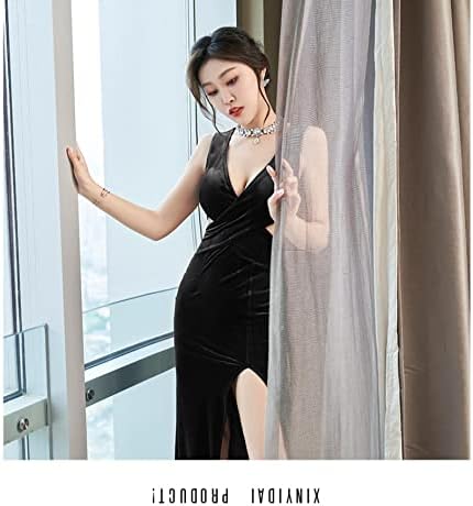 xinghaikuajing Есенно-зимния бархатное рокля голям размер, секси рокля, за нощен клуб с тънък качеството на въздуха, M WineRed
