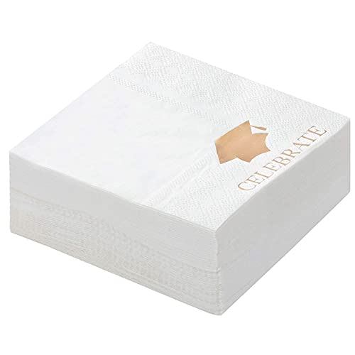 Кърпички за бала с модел от златно фолио (бяло, 5x5 инча, 50 опаковки)