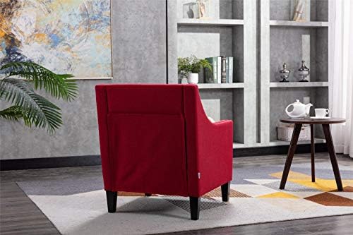 Комплект от 2 стола Deolme Red Акцент за всекидневната - Съвременно стол средата на века, Диван, Фотьойл sillones para sala dormitorio, Мек фотьойл с възможност за сгъване на облегалката, Удобен стол за четене, Спалня