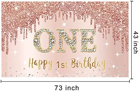 От 1-Ви Рожден Ден на Банер Фон Украса за Момичета, Розово Злато, 1-Годишен Знак за Парти в чест на рождения Ден на Розов Фон За Плакат за Деня На Раждането, Подпори за Фотобудки, Декор