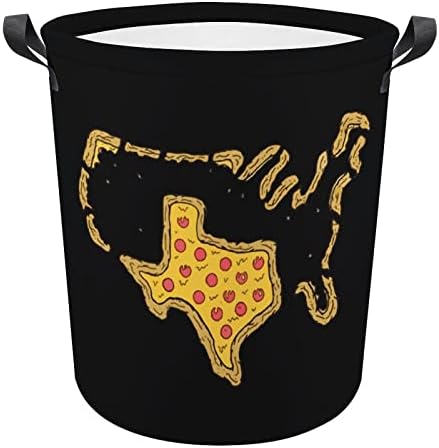 Кошници за бельо Texas Pizza с Дръжки, Водоустойчив Сгъваема Кръгла Кошница За Дрехи, Органайзер За Съхранение