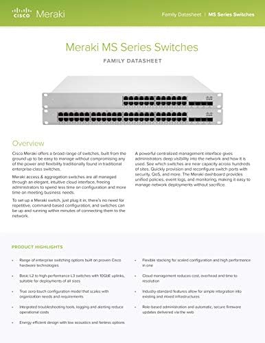 Мрежов комутатор MS125-48-ТВ Cisco Meraki, управляван от облак, с 5-годишна корпоративна лиценз ЛИК-ENT-5YR