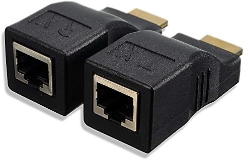 Удължител LFHUKEJI, HDMI, RJ-45, адаптер, HDMI, RJ-45, С подкрепата на HDTV 1080P 3D, един по един мрежов кабел Cat5e Ethernet LAN/6 с дължина 30 метра, 1 чифт