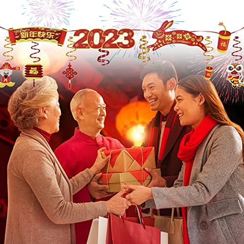 UOIENRT 32 Бр Китайската нова година Висящ Стенен Декор, Традиционни Таван Окачени Къдрите Червен Фенер Китайски Възел Коледни Аксесоари За Партита Лунна Нова Година Висящи Украшения 2023 Коледни Аксесоари