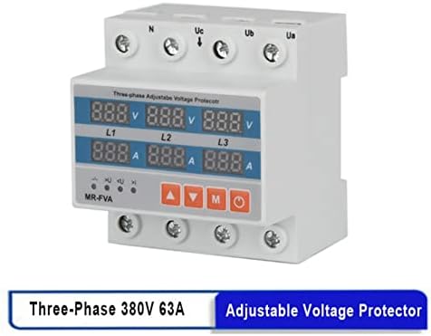 ZLAST 380V 63A Регулируема Двойна Дигитален Протектор Пренапрежение и Понижаване на Din-рейки Реле Ограничения защита от Пренапрежение Защита От претоварване работен ток Трифазни