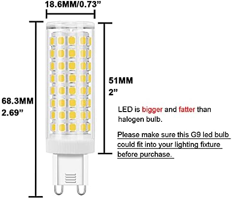 Led лампа SumVibe G9 7 W, Смяна на халогенна крушка от 70 W 75 W G9, Дневен Бяло 6000 К, променлив ток 100-240 В, Лампа G9 без регулиране на яркостта, 12 Бр. в опаковката