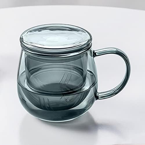 стъклена чаша за чай с обем 400 мл / 14,1 унция, Свалящ се Филтър Чаша за чай с капак, Чаша, за да Цъфтят и Хлабав Ламарина чай, за приготвяне на чай, кафе и студена вода C