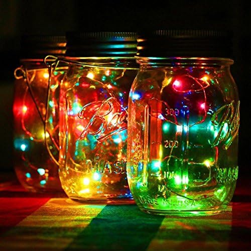 LoveQmall LED САМ Mason Jar Cover Светлини Ред, Цветни Слънчеви Приказни Светлини, Украса за парти на Открито, Нощна лампа (Не включва банки)