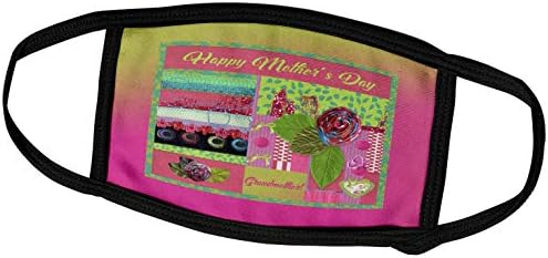 3dRose Бевърли Търнър Дизайн за Деня на майката - Ден на майката на баба, Розово, Зелено, Розово, Лъкове, Сърца, Пеперуди - Маска за лице (fm_280610_1)