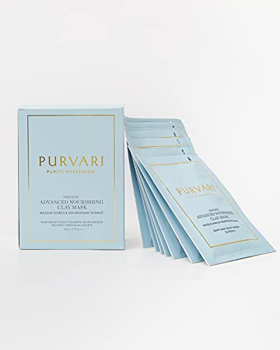 Хранителна Глинена маска Purvari Advanced - Свива порите от Акне, черни точки и за всички типове кожа | Натурални Съставки, Незабавно Омекотява и успокоява кожата - 7 опаковки, 1,75 грама