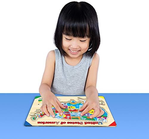 The Learning Journey Lift & Learn Puzzle - Пъзел с картата на САЩ за деца - Играчки за предучилищна възраст и подаръци за момчета и момичета на възраст от 3 и повече години - Пъзел за деца от Съединените Щати - наградената