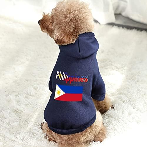 Флаг на Филипините Модни Блузи за Домашни Любимци Меки Топли Дрехи За Кучета от Траен Пуловер за Домашни Любимци с Шапка