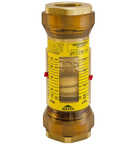 Разходомер Hedland H615-610-R EZ-View сензор, полифенилсульфон, За използване с вода, Диапазон на разхода от 40,0 до 380,0 л/мин, жак 1-1/2 NPT