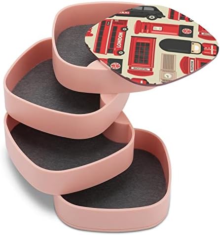 Ковчег за Бижута NAHAN London Elements Pattern Преносим Пътен Калъф За Бижута ABS Кутия За Съхранение на Бижута Pink за Колиета Пръстени Обеци