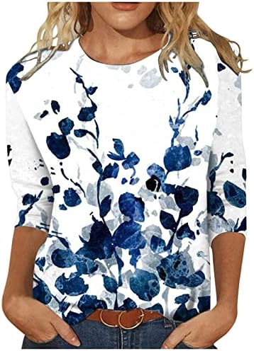 Ежедневни Блузи за Жени, Модни Тениска с Флорални Принтом, Блуза с кръгло деколте и Дълги Ръкави 2023, Лятна широки Дрехи