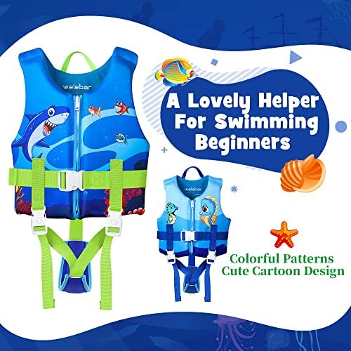 Жилетка за плуване Welebar за деца, Костюм за деца с тегло 22-88 паунда, Плувки с Регулируем колан за Безопасност за момчета и Момичета, Тренировъчен Жилетка за плуване, за да се Научим да плува
