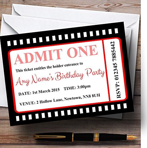 Билети за кино Червени Персонални Покани На парти по случай рождения Ден