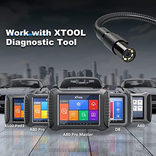 Цифров инспектиращата помещение XTOOL XV100, Водоустойчив ендоскоп с 8 регулируеми led крушки, USB-Бороскоп, Работи с X100 Pad3/D8/D8BT/D9/D9 Pro/A80/Pro A80 за разглеждане на тръбопроводи за техническо обслужване на