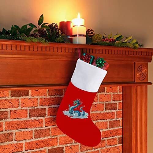 Коледни Чорапи с Китайски Дракон От Червено Кадифе, с Бял Пакет шоколадови Бонбони, Коледни Декорации и Аксесоари за вашето семейно Парти