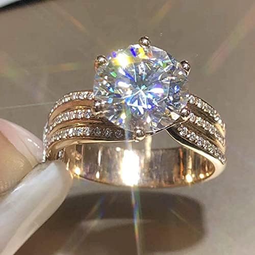 2023 Нов бижута подарък Сватбени пръстени от камък ръчно изработени, луксозни бели годежни пръстени, буксирное пръстен, бижута за жени (злато, 7)