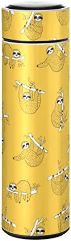 Бутилка За Вода CaTaKu Yellow Sloth Животните С Изолация от Неръждаема Стомана, 16 мл, Термос за утайка от Вода, Многократно Напитка С Широко Гърло, Вакуумни Пътна Чаша, Чаша