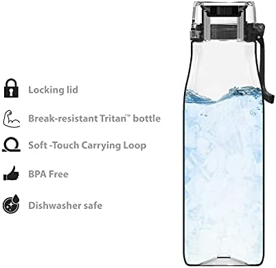 Zak Designs Vin Scully Здрава пластмасова бутилка за вода 31 унция с кнопочным на горивото и запирающейся капак, включва в себе си переносную линия за носене, Фланец дизайн, не съдържа BPA, бутилка властелинът на пръстените