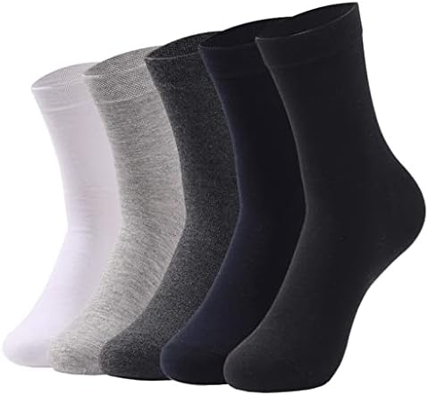 GANFANREN 5 Двойки мъжки и женски памучни чорапи-Меки и дишащи Бизнес Черни Мъжки чорапи