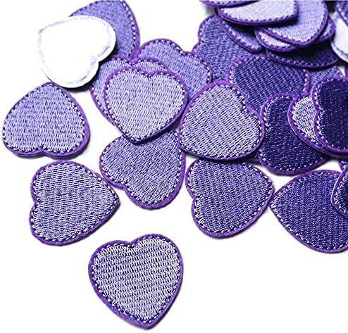 10шт Пурпурни Сърца Плат Бродерии Шият Желязо На Ивици Икони за Апликация на Дрехи Занаят Украса Стикер