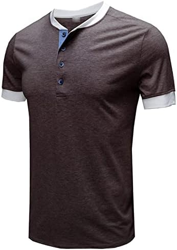 Мъжки Ризи с кръгло деколте и Колан Отпред, Памучни Ризи с Къс ръкав на 4 Копчета, Класически Удобни Меки Върхове Редовен Намаляване на