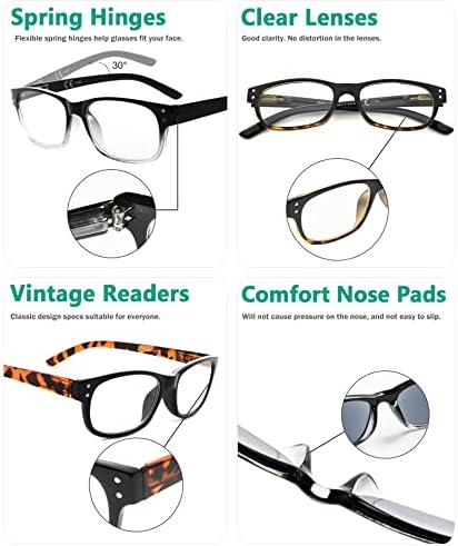 Класически очила за четене Eyekepper за мъже, 5 Опаковки с кутия пролетта на електрически вериги, В комплект Ридеров включва Слънчеви очила за четене + 2,50