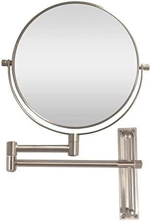 Огледало за грим с 10-кратно увеличение, стенно Огледало за грим, който може да се мести нагоре и надолу, 8-инчов Двустранно огледало за баня с възможност за завъртане на 360 градуса, выдвижное Складное от полиран никел