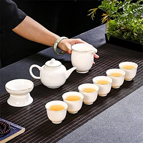 HDRZR Бял Порцеланов Китайски Чай кунг-фу е Бял на Цвят с Бели Цифри Златен Подарък, Бизнес Подарък Кутия