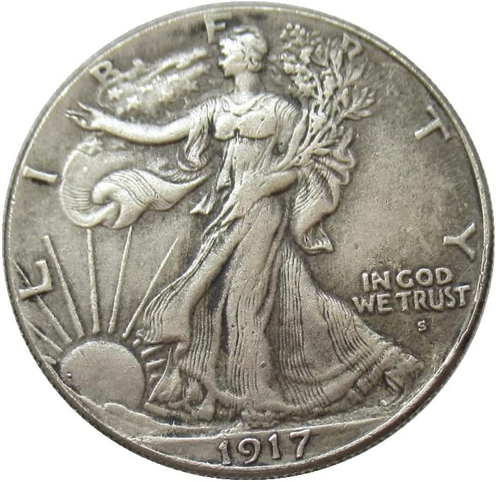 САЩ полдоллара ходене свобода Аверс лого 1917 сребърно покритие копие на възпоменателна монета