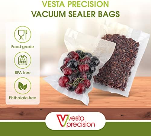 Пакети с вакуум печата Vesta Precision | Фолио с релефна | 8x12 см | Литър | 100 Вакуумни опаковки в опаковка | са идеални за съхранение на храни и Су-видео