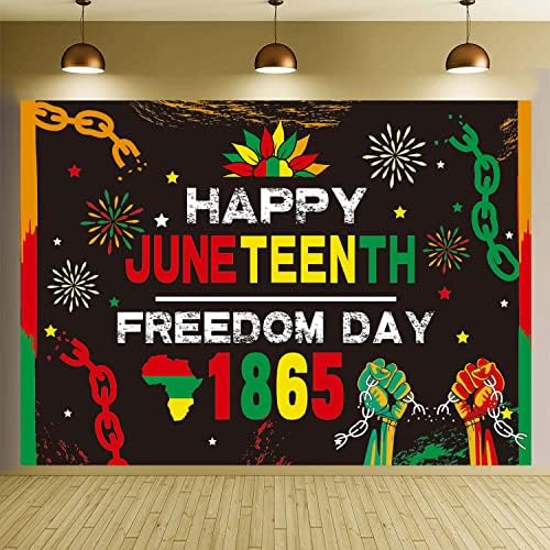 Честит Фон на Деветнадесети юни, афроамериканский Ден на независимостта, Черни Фонове, за снимки на Освобождаване от Свобода за украса на парти на Деветнадесети юни, Фон за снимки (8X6 ФУТА (94x70 инча))