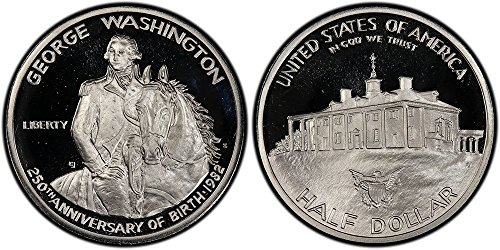 Сребърен паметен Полдоллара Джордж Вашингтон 1982 г. 50C (1/2) Проба DCAM Монетен двор на САЩ