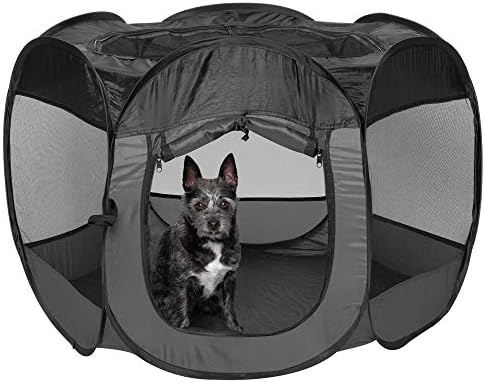 Детска площадка Furhaven Pop Up Playpen Пет Tent за домашни любимци - Сива, Малка