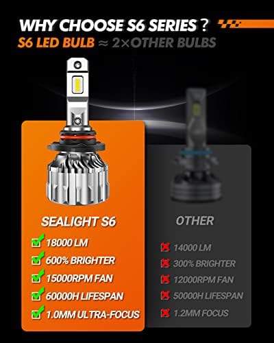 Комбинираната led лампи къси светлини SEALIGHT H11/H9/H8 9005/HB3 светлини с мощност 70 W 18000 лумена led лампи с охлаждащ вентилатор, крушки H8/H9 е 600% по-ярка, комплекти за конвертиране на студен цвят бял 6500K,