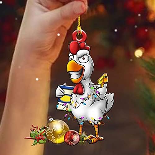 Невероятен Коледен Пиле Акрилни Плосък Висулка Коледна Декорация Висулка Коледна Къща, Кола И Раница С Висулка, Висулка Подарък Великденски Украси Външните Висящи Яйца