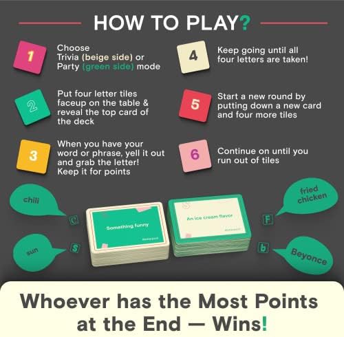 Забавни игри Letterpool за възрастни и семейство (2-6 играчи) — Игра на думи, на бърза ръка за юноши и възрастни в група (от две до шест играчи) Забавни игри с карти за семейна игра pm
