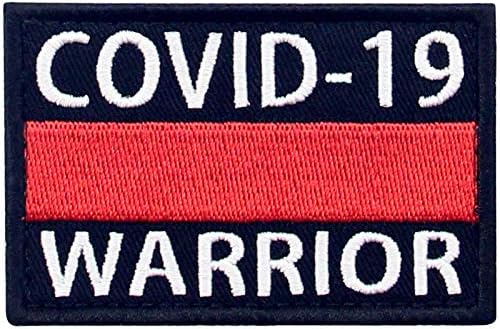 Нашивка Warrior COVID-19, на Бродирани Аппликацией морала на Колоездач, Закопчалката на една Кука и Контур, Емблема на Червената Линия