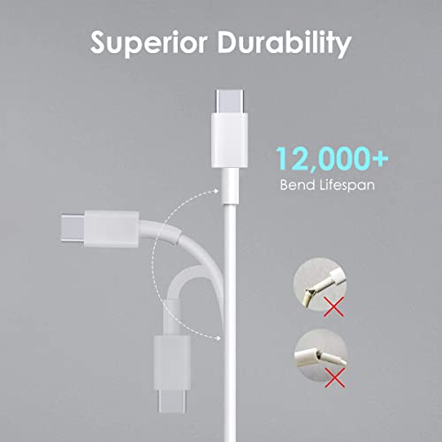 USB кабел-C-USB-C 3,3 фута Type C За зареждане на зарядно устройство, съвместим с Samsung Galaxy S22 / S21 / S20 Ultra, Note 20/10, MacBook Air, iPad Pro, iPad Air 4, iPad Mini, 6, бял